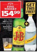 J&B Blended Scotch Whisky 750ml With Free Schweppes Soda Water 1Ltr