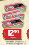 Cape Point Sild Sardines In Tomato Sauce/Vegetable Oil-106g Each