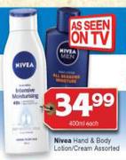 Nivea Hand & Body Lotion/Cream Assorted-400ml Each