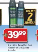 Dove Men Care Aerosol For Men/Ladies Assorted-2 x 150ml