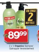  Organics Sjampoe/opknapper verskeidenheid-2 x 1Ltr