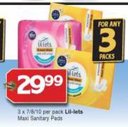 Lil-Lets Maxi Sanitary Pads-3 x 7/8/10 Per Pack