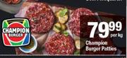  Champion Burger Patties-Per Kg