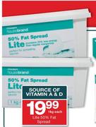 Housebrand Lite 50% Fat Spread-1Kg Each
