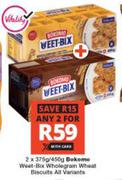 Bokomo Weet-Bix Wholegrain Wheat Biscuits (All variants)-For Any 2 x 375/450g