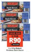Eskort Rindless Back Bacon-3 x 200g