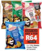 Simba Potato Chips (All variants)-For Any 4 x 120g