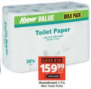 Housebrand 2-Ply Mini Toilet Rolls-30's Pack