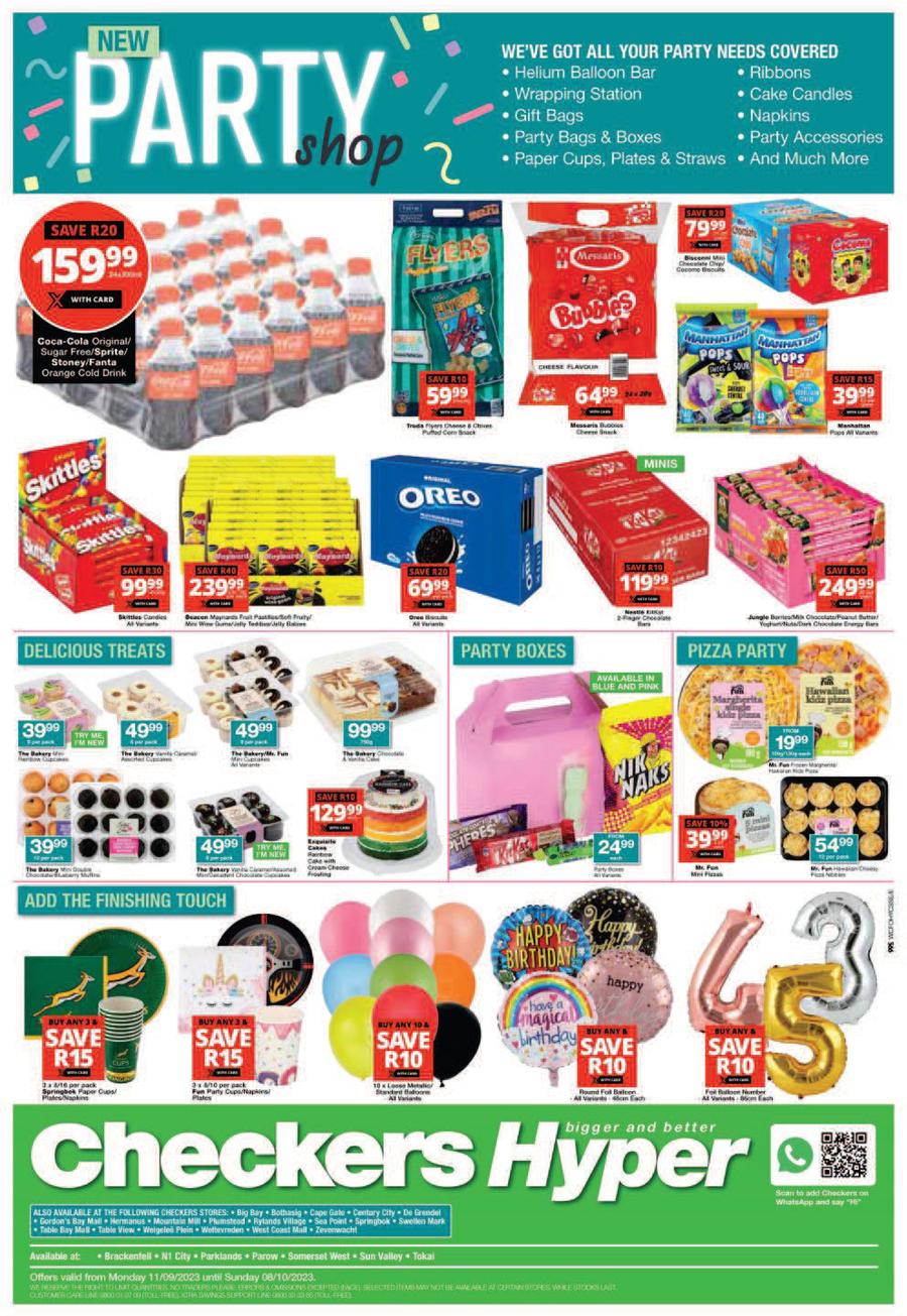 Checkers Hyper Western Cape : Party Shop (11 September - 8 October 2023 ...