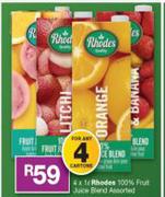 Rhodes 100% Fruit Juice Blend Assorted-4 x 1Ltr
