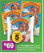 Happy Cow Gouda/Emmental/Mozzarella Cheddar Cheese Slices Assorted-5 x 150g