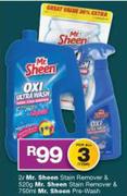 Mr Sheen Stain Remover-2Ltr & Mr.Sheen Stain Remover-520g & Mr.Sheen Pre Wash-750ml-All For 3