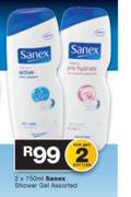 Sanex Shower Gel ASsorted-2 x 750ml
