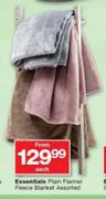 Essentials Plain Flannel Fleece Blanket Assorted-Each