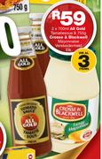 All Gold Tamatiessous 2x700ml & Crossee & Blackwell Mayonnaise Verskeidenheid 750g-For All 3
