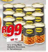 Koo Gebakte Boontjies In Tamatiesous-12x410g Vir