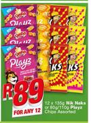 Nik Naks 135g Or Playz Chips 80g/110g-For Any 12