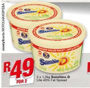Sunshine D Lite 40% Fat Spread-2x1.2kg