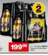 Miller Genuine Draft Beer NRB 12x330ml-For 2