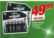 Super Power AA Alkaline Batteries - 12 Per Pack