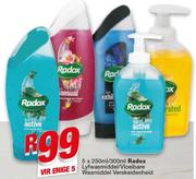 Radox Lyfwasmiddel/Vloeibare Wasmiddel Verskeidenheid - 5 x 250ml/300ml