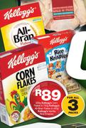 Kellogg's Corn Flakes 500g & Kellogg's All Bran Flakes 750g & Vanilla Rice Krispies 400g-For All 3