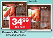 Farmer's Deli Red/Smoked Viennas 1Kg-Each