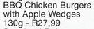 Mr Fun Ready Meal BBQ Chicken Burgers With Apple Wedges 130g-Each