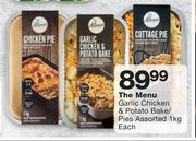 The Menu Garlic Chicken & Potato Bake/Pies 1Kg-Each