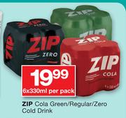 Zip Cola Green/Regular/Zero Cold Drink 6X330ml-Per Pack