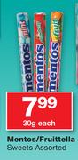 Mentos/Fruittella Sweets 30g-Each
