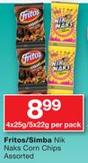Fritos/Simba Nik Naks Corn Chips 4X25g/5X22g-Per Pack