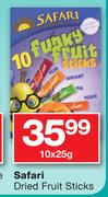 Safari Dried Fruit Sticks-10X25g