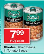 Rhodes Baked Beans In Tomato Sauce 410g-Each