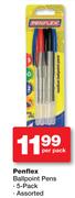 Penflex Ballpoint Pens 5's-Per Pack
