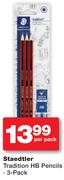 Staedtler Tradition HB Pencils 3's-Per Pack