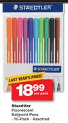 Steadtler Fluorescent Ballpoint Pens-10 Pack Per Pack