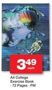 A4 College Exercise Book-72 Pages FM Each