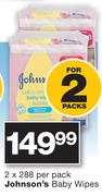 Johnson's Baby Wipes-2x288 Per Pack