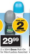 Dove Roll-On For Men/Laddies-2x50ml