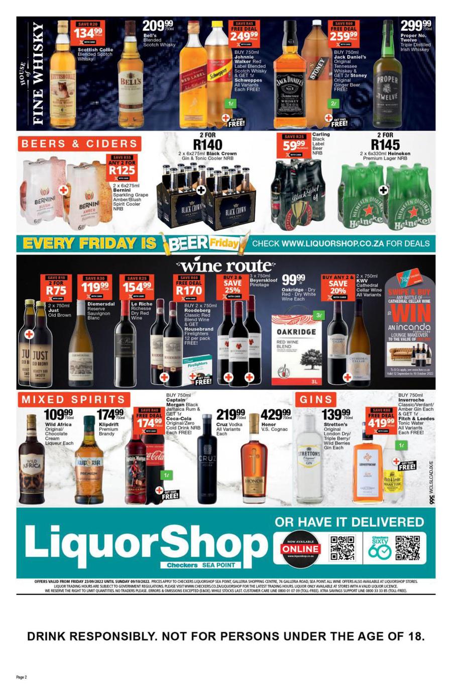 Checkers Liquor Sea Point Xtra Savings 23 September 9 October 2022