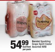 Bernini Sparkling Grape Spirit Cooler Assorted NRB-6x275ml Per Pack