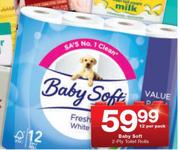 Baby Soft 2 Ply Toilet Rolls-12 Per Pack