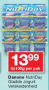 Danone Nutriday gladde jogurt verskeidenheid-6 x 100g Per Pack