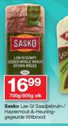 Sasko Lae GI saadjiebruin/hawermout & heuning gegeurde witbrood-700g/800g Elk