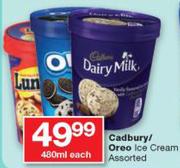 Cadbury/Oreo Ice Cream Assorted-480ml Each