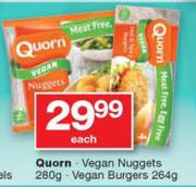 Quorn vegan Nuggets-280g, vegan Burgers-264g Each