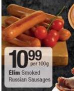 Elim Smoked Russian Sausages-Per 100g