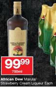 African Dew Marula/Strwberry Cream Liqueur-750ml Each