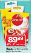 Canderel Sweetener Refill Assorted-500 + 100 Per Pack